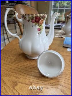 Royal Albert Old Country Large Coffee Pot 10 1/4 Tall. Made In England. Mint