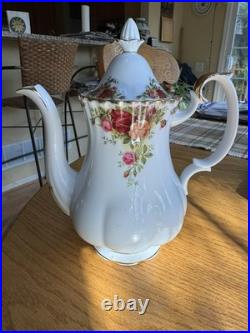 Royal Albert Old Country Large Coffee Pot 10 1/4 Tall. Made In England. Mint