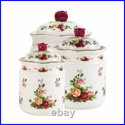 Royal Albert Old Country Rose 3 Piece Kitchen Canister Set