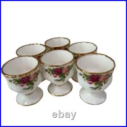 Royal Albert Old Country Rose Boiled Egg Cups Gold Trim Roses Bone China VTG, 6