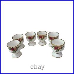 Royal Albert Old Country Rose Boiled Egg Cups Gold Trim Roses Bone China VTG, 6
