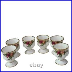 Royal Albert Old Country Rose Boiled Egg Cups Gold Trim Roses Bone China VTG, 6