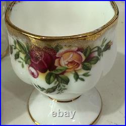 Royal Albert Old Country Rose Boiled Egg Cups Gold Trim Roses Bone China VTG, 6