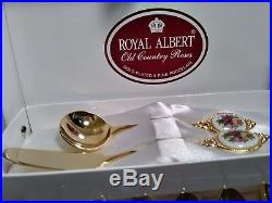 Royal Albert Old Country Rose Gold Plated Spoon Fine Porcelain Dessert Set