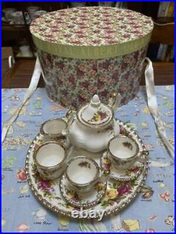 Royal Albert Old Country Rose Miniature Tea Set Boxed vintage Used