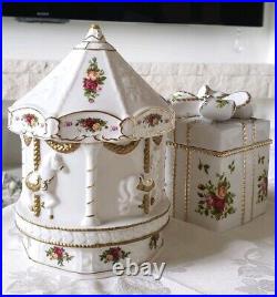 Royal Albert Old Country Rose Music Box Merry-go-round 1962 F/S