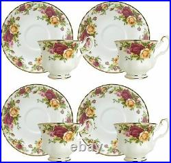 Royal Albert Old Country Rose Set Of 4 Teacup & Saucers New