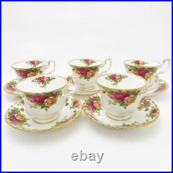 Royal Albert Old Country Rose Tea Cup Saucer 5-Piece Set Gold Colored Flower Uk Royal Albert Old Country Rose Tea Cup Saucer 5-Piece Set Gold Colored Flower Uk