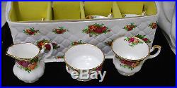 Royal Albert Old Country Roses 10 Footed Cups, Creamer, Sugar with Case S7757