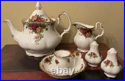 Royal Albert Old Country Roses 10 Teapot RARE CANDLE HOLDER Salt Pepper Creamer