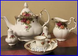 Royal Albert Old Country Roses 10 Teapot RARE CANDLE HOLDER Salt Pepper Creamer