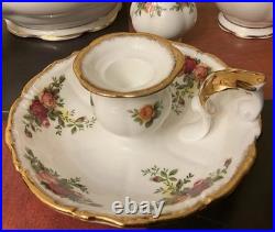 Royal Albert Old Country Roses 10 Teapot RARE CANDLE HOLDER Salt Pepper Creamer