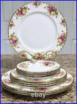 Royal Albert Old Country Roses 12Pc Dinner Salad Dessert Bread Plate England