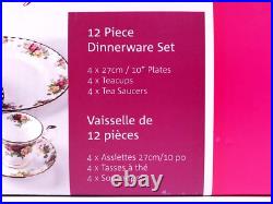 Royal Albert Old Country Roses 12 Piece Dinnerware Set, NEW Wedgwood