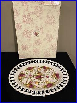 Royal Albert Old Country Roses 14 Pierced Oval Platter In New Condition
