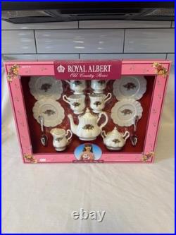 Royal Albert Old Country Roses 17 Piece Child Tea Play Set Plastic 2003 New