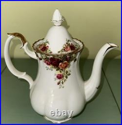 Royal Albert Old Country Roses 1962 Coffee Pot wLid Bone China England Pristine