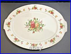 Royal Albert Old Country Roses 19 Oval Serving Platter Fluted Handled Nib
