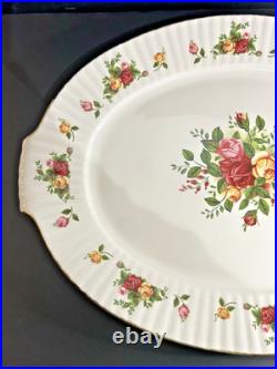 Royal Albert Old Country Roses 19 Oval Serving Platter Fluted Handled Nib