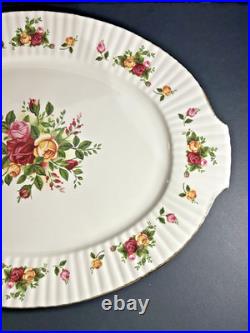 Royal Albert Old Country Roses 19 Oval Serving Platter Fluted Handled Nib