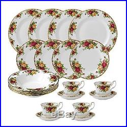 Royal Albert Old Country Roses 20 Piece Dinnerware Set, White