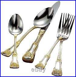 Royal Albert Old Country Roses 20-Piece Flatware Set, Golden