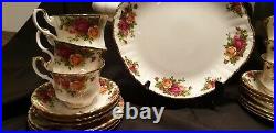 Royal Albert Old Country Roses 22 Piece Tea Set Large Pot, 6x Trio England