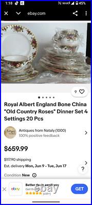 Royal Albert Old Country Roses 22 Piece Tea Set, Multi