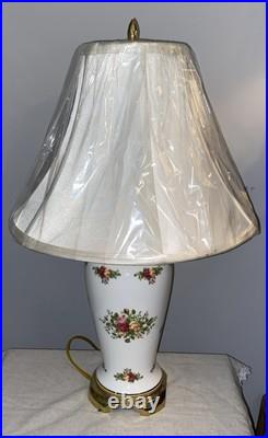 Royal Albert Old Country Roses 22 Porcelain Table Lamp With Shade NEW