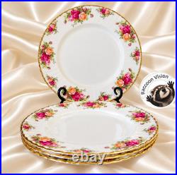 Royal Albert Old Country Roses 22k Gold Bone China Dinner Plates 10.5 4 Pcs New