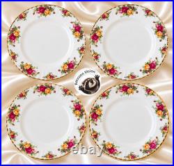 Royal Albert Old Country Roses 22k Gold Bone China Dinner Plates 10.5 4 Pcs New