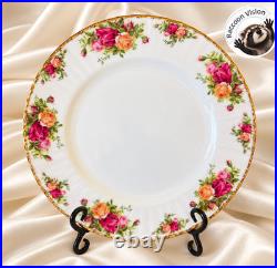 Royal Albert Old Country Roses 22k Gold Bone China Dinner Plates 10.5 4 Pcs New