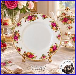 Royal Albert Old Country Roses 22k Gold Bone China Dinner Plates 10.5 4 Pcs New
