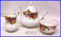 Royal Albert Old Country Roses 2 Cup Mini Teapot Creamer and Sugar Bowl