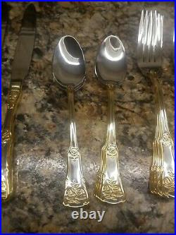 Royal Albert Old Country Roses 32 Pieces Silver Gold Flatware