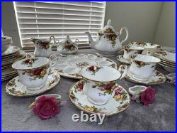 Royal Albert Old Country Roses 38 Pc Dinner Tea Set 1962 England Bone China VTG