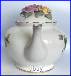 Royal Albert Old Country Roses 3D Rose Bouquet Butterfly Gold Trim Teapot