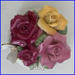 Royal Albert Old Country Roses 3D Rose Bouquet Butterfly Gold Trim Teapot