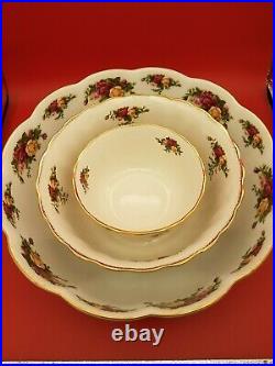 Royal Albert Old Country Roses 3 Fluted Serving Bowls Asst Sizes Nesting Set NEW