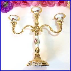 Royal Albert Old Country Roses 3-Light Candelabra Gold Plated Royal Doulton