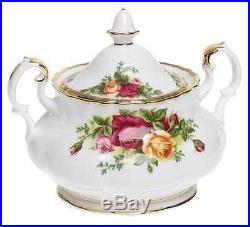 Royal Albert Old Country Roses 3-Pc Tea Set Teapot Sugar Bowl Creamer Bone China