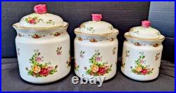 Royal Albert Old Country Roses 3 Piece Canister Set Bone China England