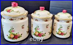Royal Albert Old Country Roses 3 Piece Canister Set Bone China England