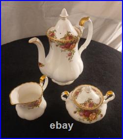 Royal Albert Old Country Roses 3 Piece Lot Teapot Cream & Sugar Holder Set Royal Albert Old Country Roses 3 Piece Lot Teapot Cream & Sugar Holder Set