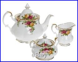 Royal Albert Old Country Roses 3-Piece Tea Set China Dinnerware Pottery Glass