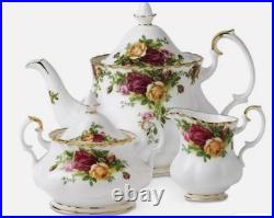 Royal Albert Old Country Roses 3-Piece Tea Set New Orig Box Teapot Sugar Creamer