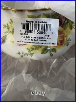 Royal Albert Old Country Roses 3-Piece Tea Set New Orig Box Teapot Sugar Creamer