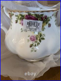 Royal Albert Old Country Roses 3-Piece Tea Set New Orig Box Teapot Sugar Creamer