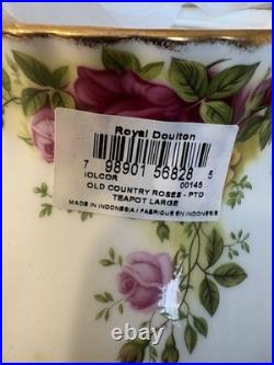 Royal Albert Old Country Roses 3-Piece Tea Set New Orig Box Teapot Sugar Creamer