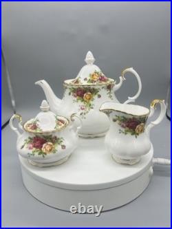 Royal Albert Old Country Roses 3-Piece Tea Set Teapot, Sugar Bowl, Creamer New